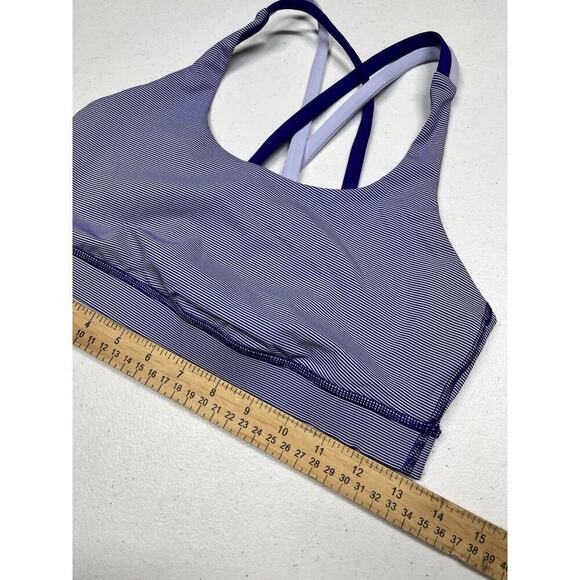 Lululemon Purple Striped Energy Strappy Work Out Sports Bra Size 8 - Picture 4 of 5